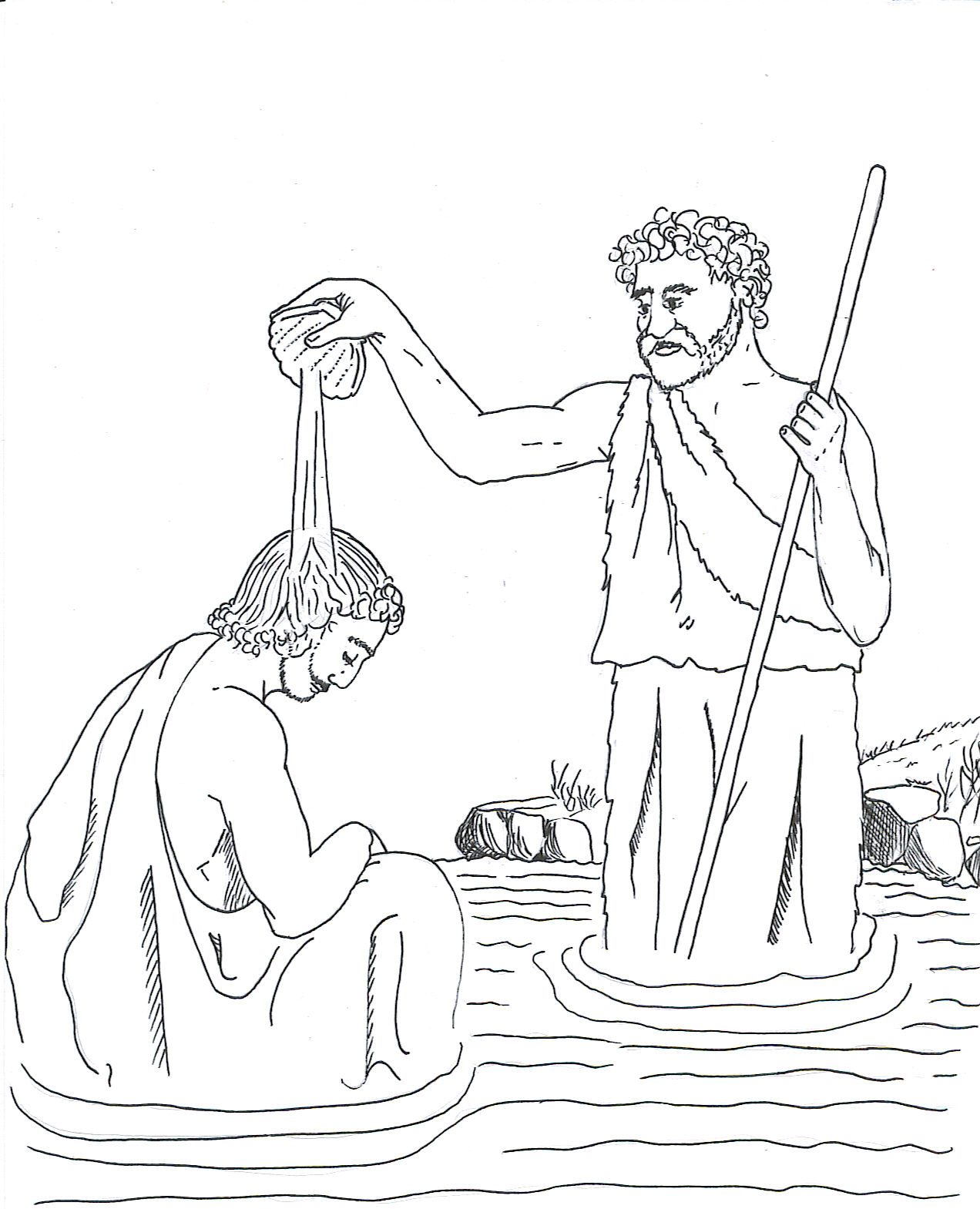 St. John Baptizing with Water Ink